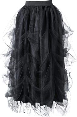 NWOT ~ Long Maxi Black Layered Puff Mesh Front Split Princess Skirt ~ One Size